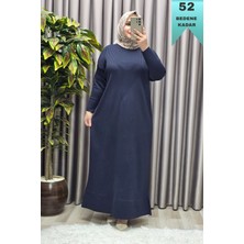 Elmas Tesettür Kadın Giyim Büyük Beden Soğuk Triko Fitilli Elbise