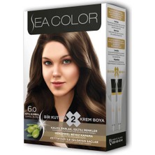 Sea Color 2 Tüp Krem Saç Boyası Seti Koyu Kumral No:6.0