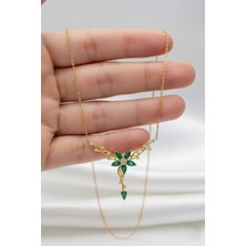 Çekirdek Jewelry 925 Ayar Gümüş Zümrüt Taşlı Sarmaşık Kolye