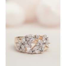 Rua Jewelry Özel Seri Pirinç Rodyum Kaplama Yüzük | 14 Ayar Altın Renk | Kararmaz Takı