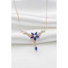 Çekirdek Jewelry 925 Ayar Gümüş Safir Taşlı Sarmaşık Kolye