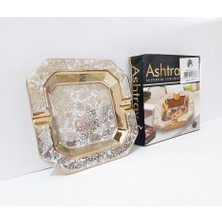 Renkli Çiçekler Seramik Küllük 13X13 cm Desenli Seramik Kül Tablası