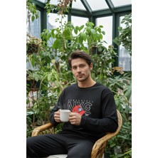 Morro Nyc Baskılı Siyah Erkek Pijama Takımı - Rahat Ev Giyimi