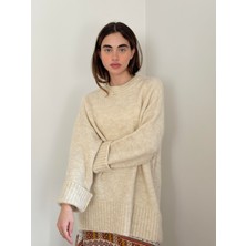 Retrobird Pinterest Oversize Basic Kazak Kadın Krem