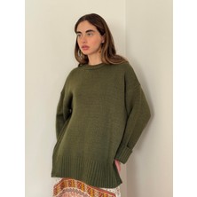 Retrobird Pinterest Oversize Basic Kazak Kadın Haki