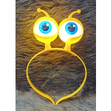 Belle Fusion Bfs   LED Işıklı &amp; Pilli 3 Farklı Modda Yanan Uzaylı Göz Parti Tacı Sarı Renk 18X12 cm