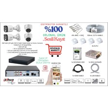 Dahua 2 Mp 4 Kameralı Sesli Renkli Gece Görüşlü Full Hd Kamera Set (2  Bullet-2 Dome)