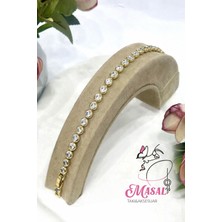 Xuping Jewelry Yuvarlak Taşlı Su Yolu Bileklik (0,5mm 14K GOLD/17-19CM)