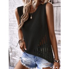 Tiana Kadın Sıfır Kol Bisiklet Yaka Yanları Ajur Detay Triko Bluz