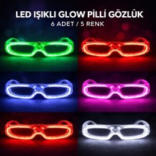 Soi Home LED Işıklı Glow Pilli Parti Gözlüğü - Glow Efektli 6 Adet 5 Renk