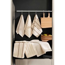 Mira Home 6 Lı Luna Naturel Mutfak Havlu Seti %100 Pamuklu 30X50 cm Bej