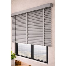Volper Mekanik NJ-2408  Gri Renk %100 Gerçek Ahşap Jaluzi Perde 50 mm Zincirli Redüktörlü Kurdelalı