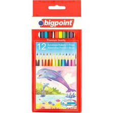 Bigpoint Aquarelle Boya Kalemi ve Fırça, 12 Renkli, Altıgen Gövde