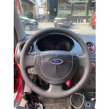 Detay Deri Direksiyon  Direksiyon Kılıfı Ford Fiesta -connect 2004-2010 Uyumlu Derisi Sökülmeden Yapılmaya Uygun Spor