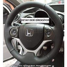 Detay Deri Direksiyon Direksiyon Kılıfı Honda Civic Fb7 2013 Derisi Sökülmeden Yapılmaya Uygun Spor Siyah Dikiş