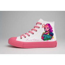 ALCdesing Rumi Kpop Demon Hunters Huntrıx Baskılı Beyaz Pembe Tabanlı  Kız Çocuk Spor Ayakkabı ve Sneakers