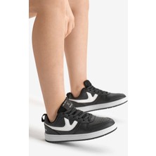 Tonny Black Kadın Siyah Beyaz Termo Taban Şerit Detaylı Bağcıklı Spor Ayakkabı