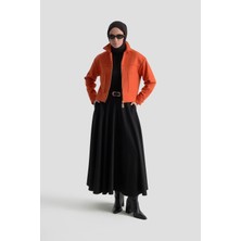 Armine Trend Boydan Fermuarlı Cep Detaylı Kısa Ceket Oranj 25KT517