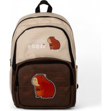 Tonny Black Çocuk Unisex Krem Kahve Sincap Baskılı Sırt Çantası