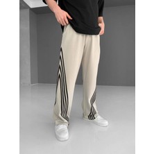 byasafkids Iki Iplik Kumaş Şeritli Alt Esofman - Bej