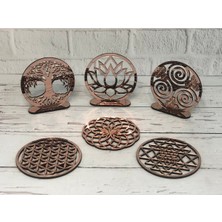 Feyza Design Lotus Torus Sriyantra Yaşam Ağacı Triskele Bardak Altlığı ve Dekorasyon