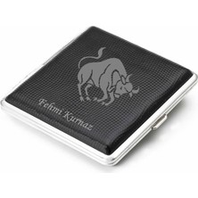 Hediye Shop Burcunuza Özel İsimli Deri Kaplı Siyah Sigara Tabakası