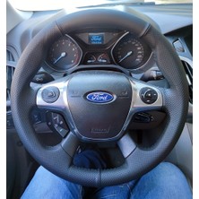 Detay Deri Direksiyon Direksiyon Kılıfı Ford Focus 3 2012  bentley Spor Desen Siyah Dikiş