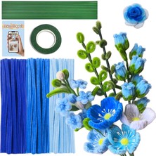 Hobialem 75 Adet 3'lü Şönil Yapım Kiti Mavi(25) , Açık Mavi(25) ve Koyu Mavi(25) ,çiçek Bandı ve Çiçek Teli