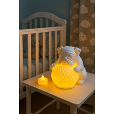 the mr east Bulldog Tasarımlı 3D Dekoratif Masa Lambası, Estetik Çocuk Odası Gece Lambası, Tealight 25 x 25 cm
