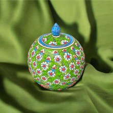 Feyza Design El Yapımı Seramik Çini Küp, Hayat Ağacı Desenli Dekoratif Parça