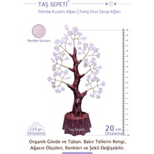 Feyza Design Pembe Kuvars Feng Shui Ağacı, Huzur ve Pozitif Enerji Dekoratif 20CM