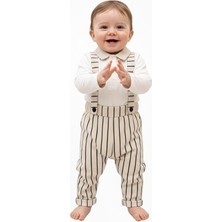 Butik Erkek Bebek %100 Pamuklu Cizgili 2'li Tulum Salopet Tulum