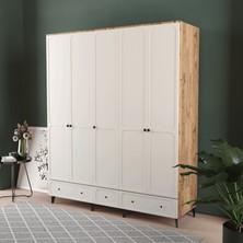 T&B Irmak 5 Kapaklı Çekmeceli Gardırop - Mdf Kapak