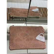 Jaseco Pudra Pembe Yılan Derisi Desenli Portföy & El Çantası