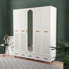 T&B Pera 5 Kapaklı Çekmeceli Gardırop - Mdf Kapak