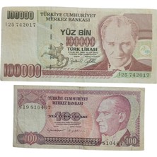 Yediotuz Digital Pazarlama 7. Emisyon 100.000 ve 100 Türk Lirası .cumhuriyet Dönemi Koleksiyon Kağıt Para. Numismatik
