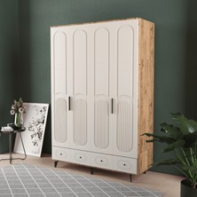 T&B Derin 4 Kapaklı Çekmeceli Gardırop - Mdf Kapak