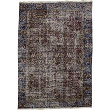 Kilim Antik El Dokuma Ince Çiçekli Yün Halı 0895 - Vintage - Bordo