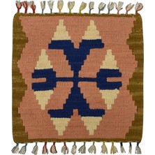 Kilim Antik El Dokuma Kare Köşe Sandalye Minderi Pınarbaşı Kayseri Yün Kilim 0901 - Yeni - Çok Renkli