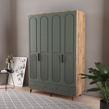 T&B Derin 4 Kapaklı Çekmeceli Gardırop - Mdf Kapak