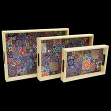 Timion 3 Boy Ahşap Tepsi Desenli Zemin 16X26 - 21X31 - 24X34CM (5148)