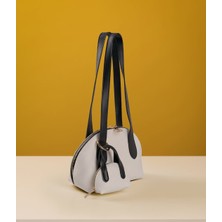 Özüm Takı Çanta Kadın Omuz ve Kol Çantası Beyaz Siyah