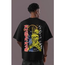Sevbano Tasarım Iron Maiden Rock Metal Sırt Baskılı Unisex Oversize Müzik Grubu Tişört