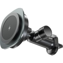 SHC4200 Ally QI-206 Magsafe Uyumlu Araç Içi 15W Kablosuz Hızlı Şarj Telefon TUTUCU-(5775)