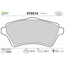 Valeo 670514 - Ön Balata Freelander 1.8 16V 00 06 2.0td4 00 06 2.5 V6 00 06 Rangerover 3.0td6 02 12