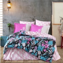 LTG Nova Kingsize Poplin Nevresim Monstera Fuşya