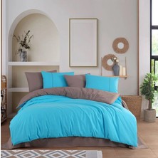 LTG Nova Tek Kişilik Poplin Nevresim Takımı Diamond Turkuaz Kahve