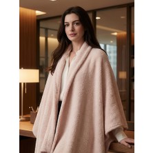 Aquaberry Çıtçıtlı Premium Omuz Şalı Panço - Somon