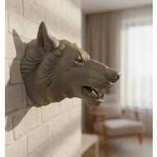 Epilons Gri Kurt Duvar Biblosu Güçlü Detaylı Dekoratif Tasarım 25x19 Cm