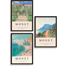 Soi Home Monet Üçlü Ahşap Çerçeveli Tablo